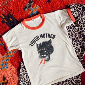 Tough Mother Ringer Tee, Panther T-shirt, Womens Tshirt, Mama Tee, Tshirt for mothers, Mom Tshirt, Retro Tshirt, Vintage Tshirt