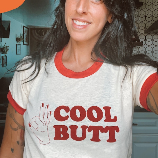 T-shirt cool butt Retro Ringer, ok, d'inspiration vintage, ce t-shirt des années 70, chemise drôle, t-shirt graphique drôle, chemise de randonnée