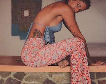 Lucid Dreamer High Rise Bell Bottom Pants - Bell Bottom Yoga Pants - Womens Clothing - third eye pants -