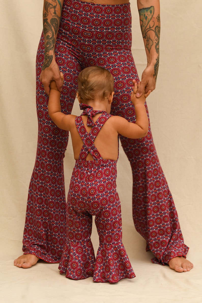 Kids Bell Bottom Jumpsuit Baby Bell Bottoms Toddler Jumpsuit Mommy and Me Matching Outfits Psychedelic Jumpsuit Retro kids vintage image 4