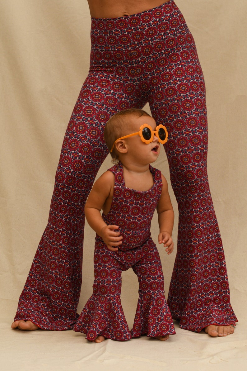 Kids Bell Bottom Jumpsuit Baby Bell Bottoms Toddler Jumpsuit Mommy and Me Matching Outfits Psychedelic Jumpsuit Retro kids vintage image 3