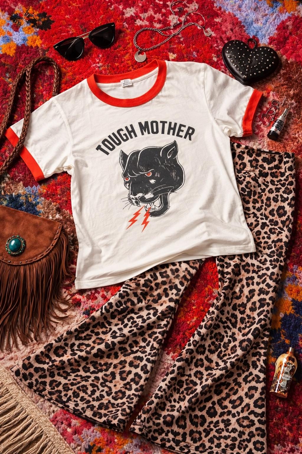 Tough Mother Ringer Tee: Panther Graphic, Retro Mom T-shirt - Etsy