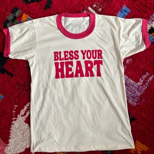 Bless Your Heart Red Ringer Tee, cowgirl aesthetic, retro top, festival, womens clothing, vintage clothing, disco cowgirl, dolly, funny image 3