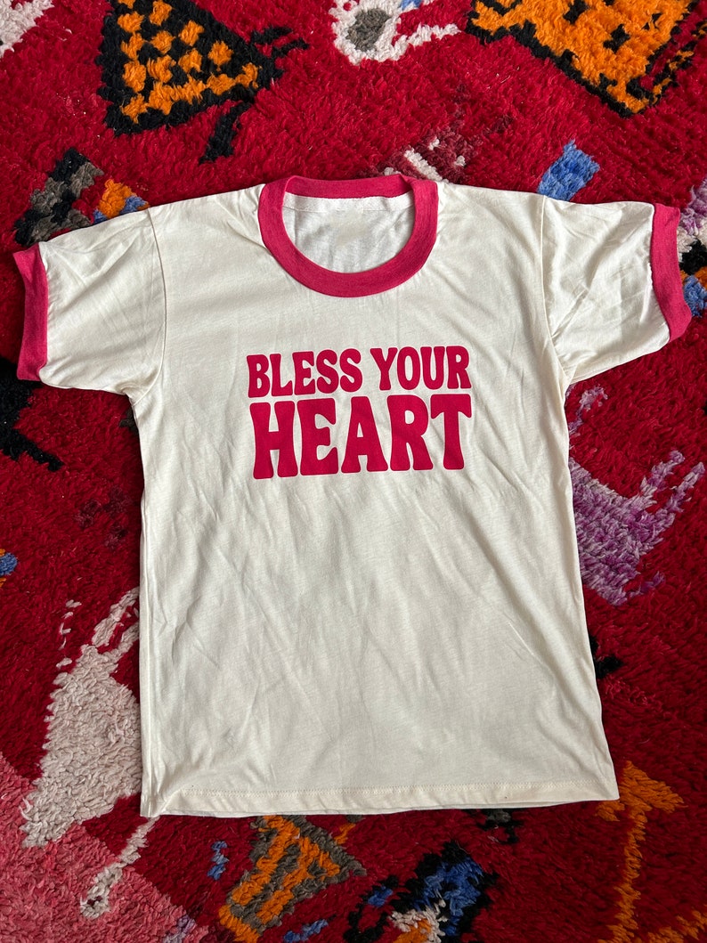 Bless Your Heart Red Ringer Tee, cowgirl aesthetic, retro top, festival, womens clothing, vintage clothing, disco cowgirl, dolly, funny image 3