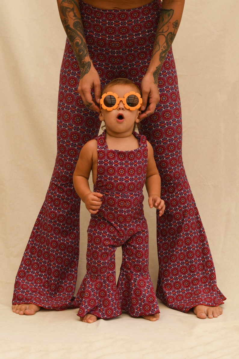 Kids Bell Bottom Jumpsuit Baby Bell Bottoms Toddler Jumpsuit Mommy and Me Matching Outfits Psychedelic Jumpsuit Retro kids vintage image 1