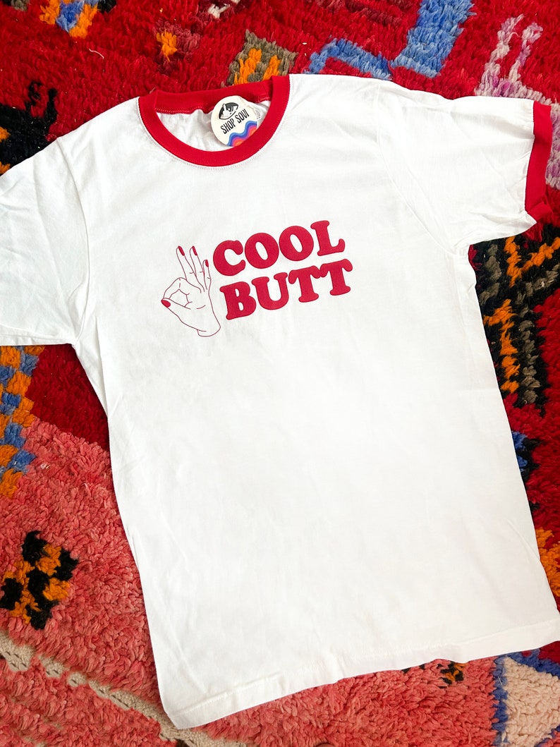 Cool Butt Retro Ringer T-shirt, ok, Vintage inspired , That 70s Tshirt, Funny shirt, funny graphic tee, hiking shirt image 4