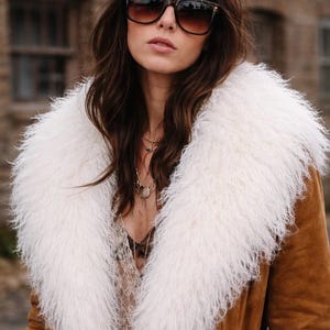 Mongolian Sheep Fur Collar - Penny Lane Fur Collar - Tibet Fur Collar - Real Fur - 70s Coat - Retro Coat