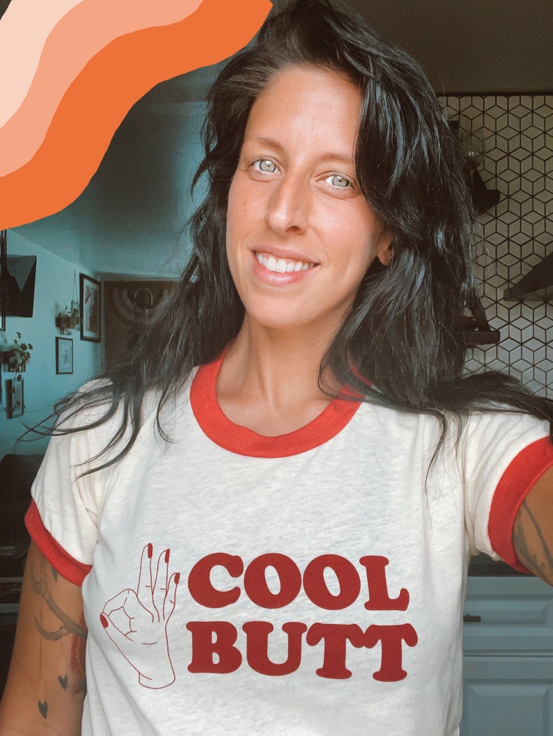 Cool Butt Retro Ringer T-shirt, ok, Vintage inspired , That 70s Tshirt, Funny shirt, funny graphic tee, hiking shirt image 1