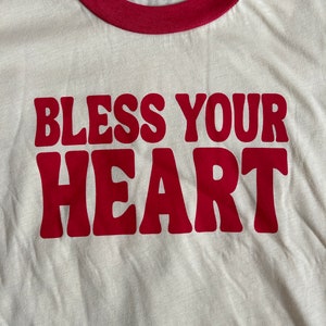 Bless Your Heart Red Ringer Tee, cowgirl aesthetic, retro top, festival, womens clothing, vintage clothing, disco cowgirl, dolly, funny image 2