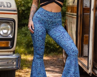 High Rise Bell Bottom Pants - Boho Flares - Flared Pants - Bell Bottom Yoga Pants - Womens Clothing - 70s bell bottoms - Boho Pants -