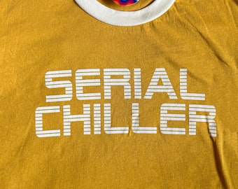 Serial Chiller Ringer Tee, Funny Vintage Retro Vintage Ringer T-Shirt, Weird Random Shirt for Women, Sassy Shirt, Silly Shirt, Marigold