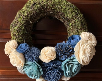 Sola Wood Wreath, Sola Wood Flowers, Sola Wood Arrangement, Summer Wreath, Spring Wreath, Summer Flowers,Front Door Wreath