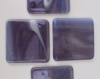 Purple and White Transparent Fused Glass Coaster's #1