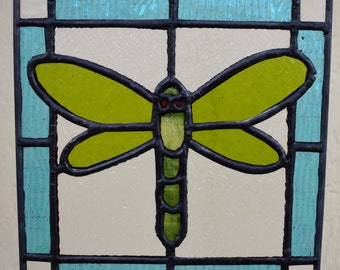 Dragon Fly Stain Glass Panel
