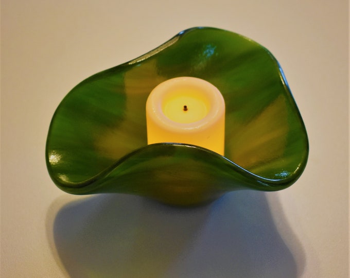 Green and White Candle Holder