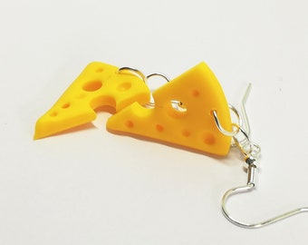 Polymer clay earrings cheese