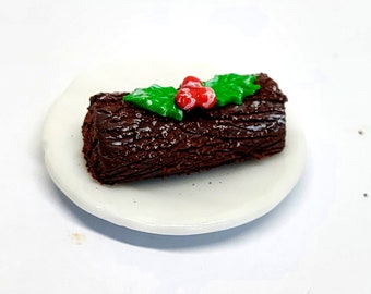 Bûche de Noël en chocolat pour maison de poupée