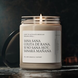 Mexican Candles, Sana Sana Colita De Rana Scented, Spanglish Gift, Get Well Gift, Mexican Mom, Funny Mexican Gift