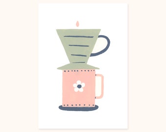 Pourover Coffee Art Print | 5x7" | Drip Coffee | Espresso | Giclée