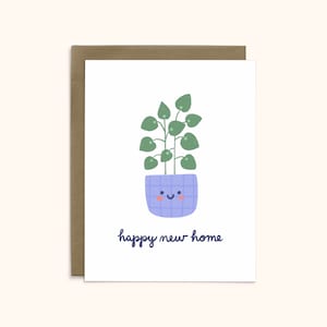 Carte Plant Happy New Home | Pendaison de crémaillère | Déménagement | Amoureux des plantes | Maman des plantes | Papa de plante | Carte A2