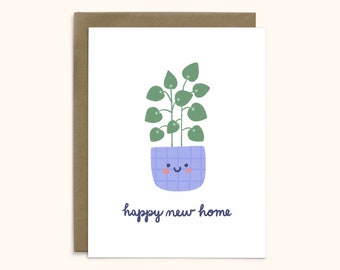 Plant Happy New Home Card | Housewarming | Moving House | Plant Lover | Plant Mom | Plant Dad | A2 Card