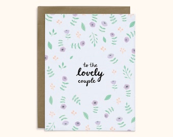 Wedding Engagement Card | To the Lovely Couple | Purple Flowers | A2 Size