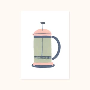 French Press Art Print | 5x7&quot; | Coffee | Giclée