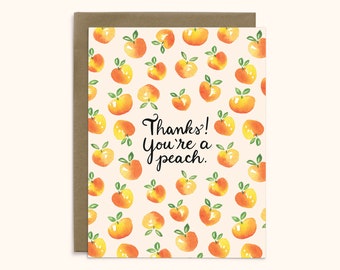 Thank You Peach Card | A2 Card | Illustrated Greeting Card