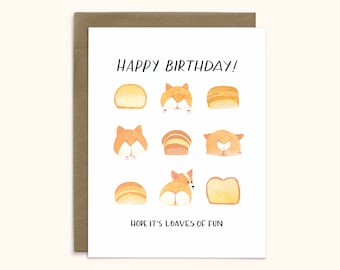 Corgi Birthday Card | Tri-Color & Red/Tan | A2 Card | Corgi Butts