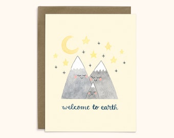 Welcome to Earth | New Baby Card | A2 Card | Baby Shower Card | New Baby Card