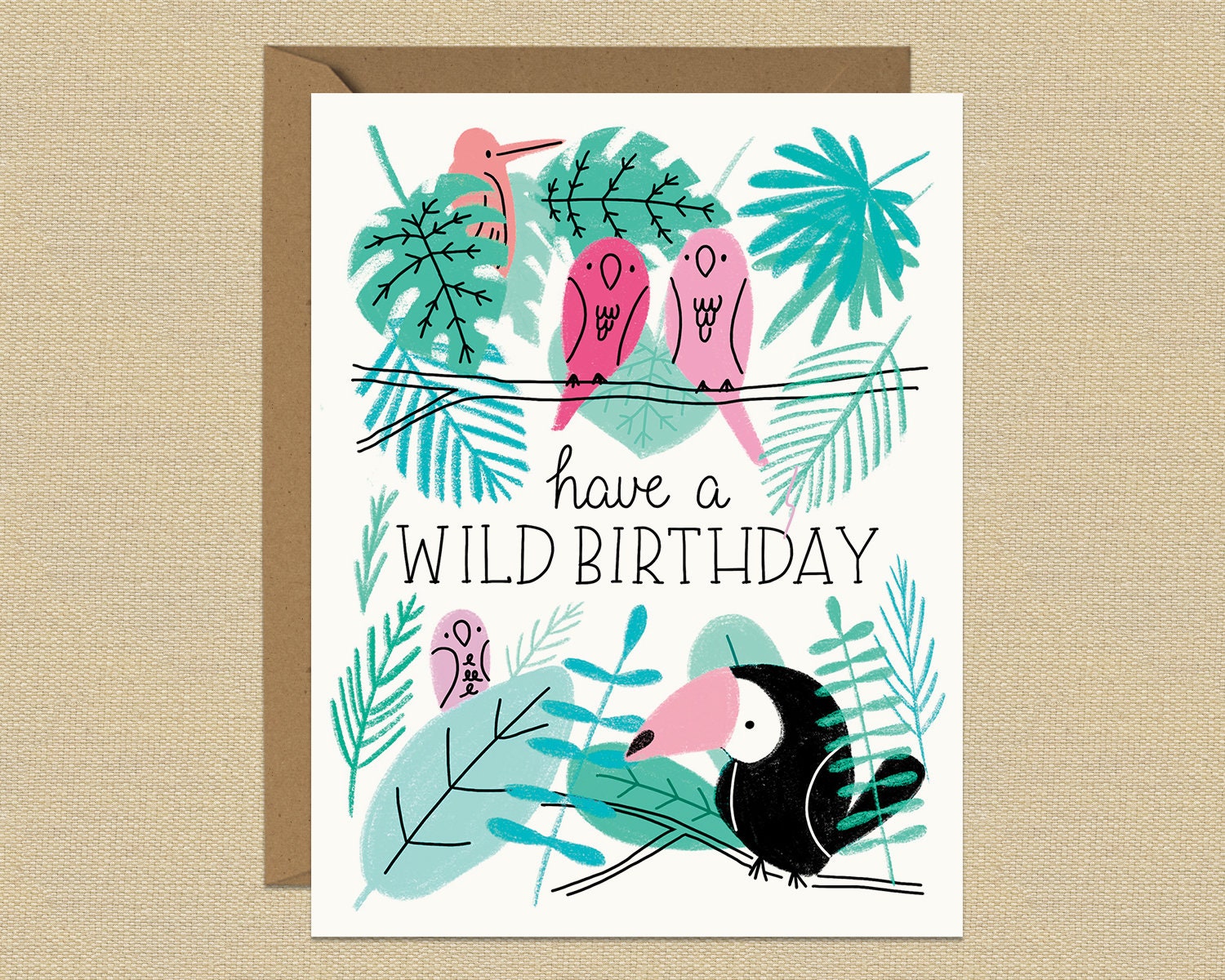 Tropical Birthday Card A2 Card Tropical Birthday | Etsy