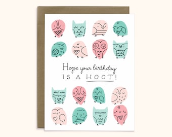 Cute Owl Birthday Card | A2 Card | Hope Your Birthday is a Hoot