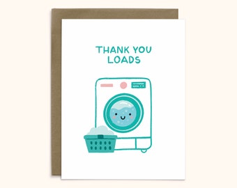 Thank You Loads Washing Machine Card | Thank You Card | Greeting Card