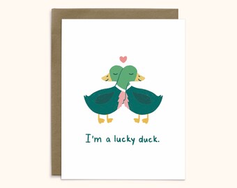 Lucky Duck Love | Anniversary, Friendship, Mallard | A2 Card