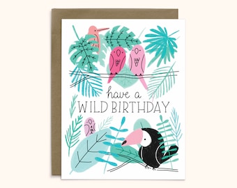 Tropical Birthday Card | A2 Card | Tropical Birthday | Colorful Birthday | Wild Birthday