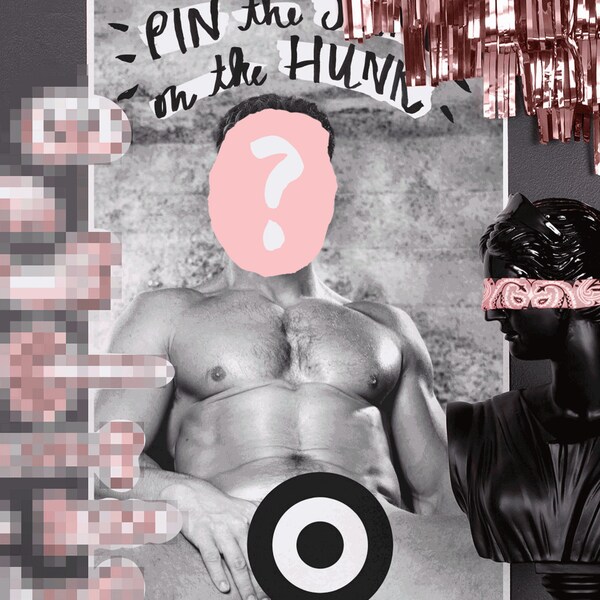 CUSTOM - Pin the Junk on the Hunk - MATURE - Your Hunk of Choice - Bachelorette Party Game