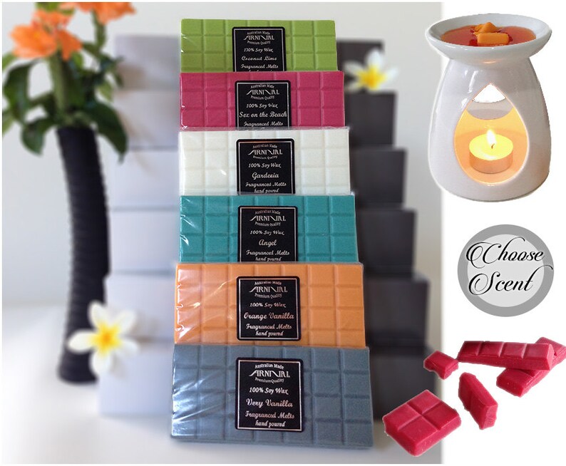 Highly Scented 100/% SOY wax MELT block 100hr burn BEST natural melts for oil burners shop online fragranced candle tarts for warmers melters