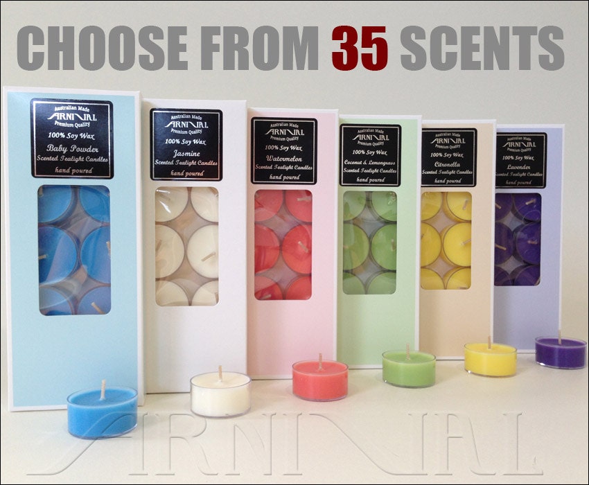 Highly SCENTED 100% SOY WAX tealight candles + Box shop online All Na…