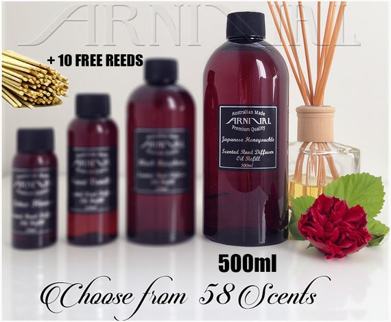 500ml Highly Scented Premium Reed DIFFUSER OIL 10 Free REEDS Fragranced Oils  Refill for Reed Diffusers Aroma Air Freshener Scent Incense 