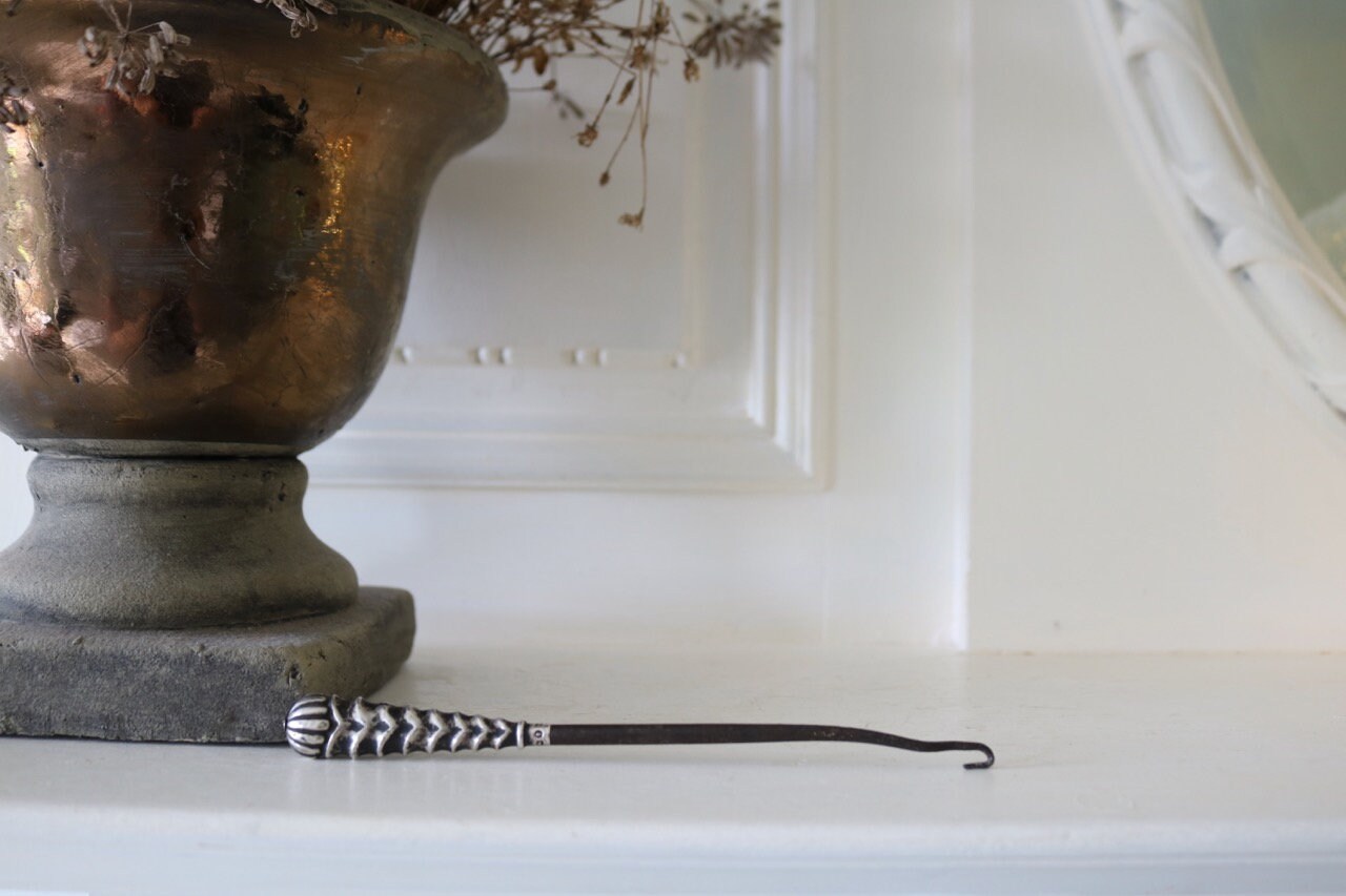 Image of 1890 Hallmarked Sterling Silver Antique Button Hook Birmingham
