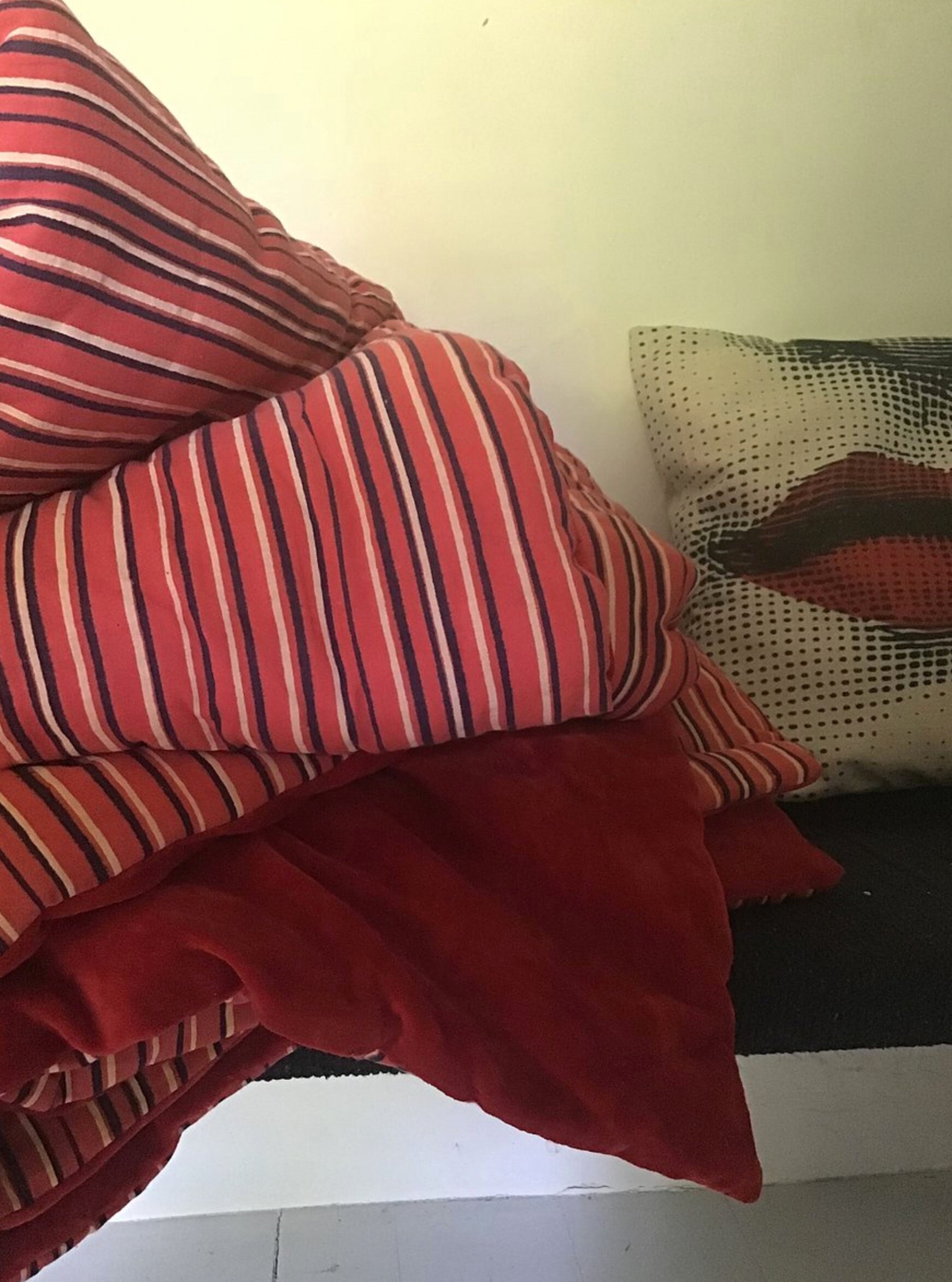 Edredon Courtepointe Velours Rouge Réversible Coton Motif Rayures, Plus de Choix et Meilleurs Prix s