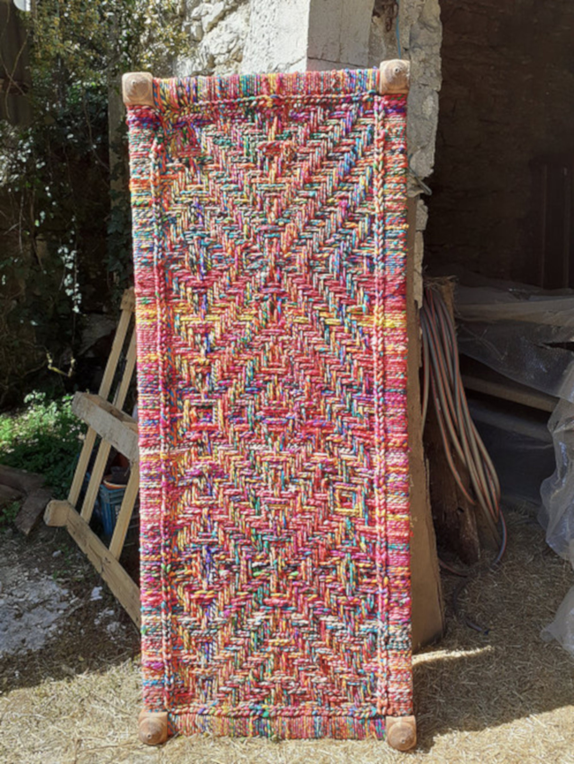 Charpoy 180 X 75 40 cm, Multicolore, Pieds Tournés avec Motif Ethnique, Daybed