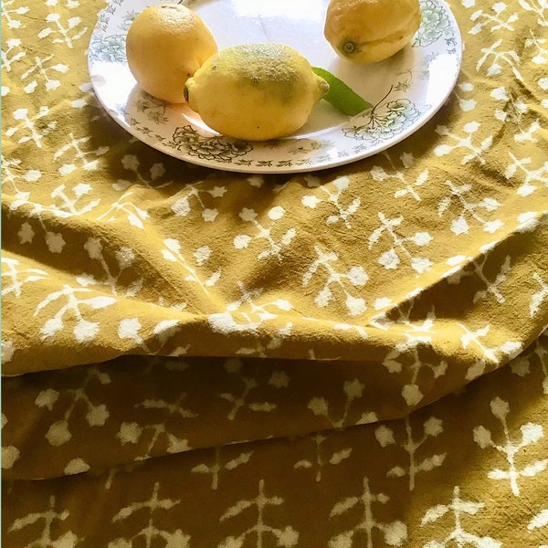 Plaid /nappe/rideau/tenture/nappe batik jaune safran
