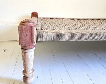 Charpoy 180 x 75 x 43 cm, 4 colours, straight legs, Indian woven bed, daybed