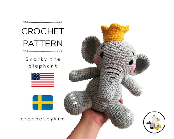 Crochet pattern - snorky the elephant - amigurumi pattern - amigurumi elephant - zoomigurumi - crochet animal - stuffed toy - pdf