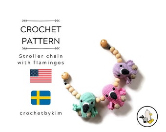 CROCHET PATTERN - stroller chain flamingo  - amigurumi birds - stroller mobile - pram chain - baby toy - garland - kinderwagenkette - pdf