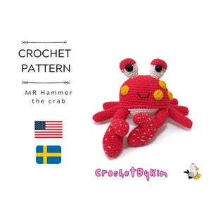 AMIGURUMI HÄKELANLEITUNG • Herr Hammer Krabbe • Meerestiere • Kawaii Krabbe • Meerestiere • CrochetByKim • pdf-Anleitung
