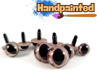 Ojos de seguridad de dragón beige pintados a mano: ojos para muñeca amigurumi (12-18 mm)