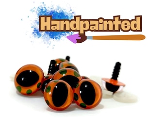 Ojos de seguridad de dragón naranja pintados a mano: ojos para muñeca amigurumi (12-18 mm)