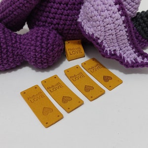 Made with love Tags 4 pcs Sewing Labels Tags for handmade items Tags for crochet and sewing hats knitting labels Amigurumi image 1